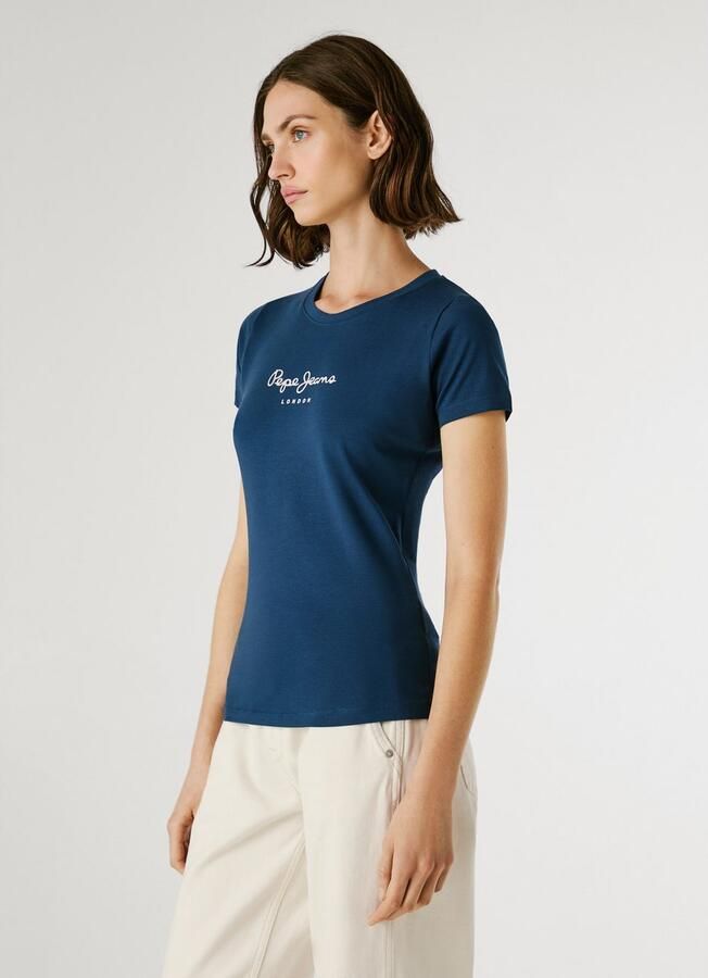 Pepe Jeans Blauw Katoen Bedrukt Logo T-Shirt Blue Dames - Foto 5