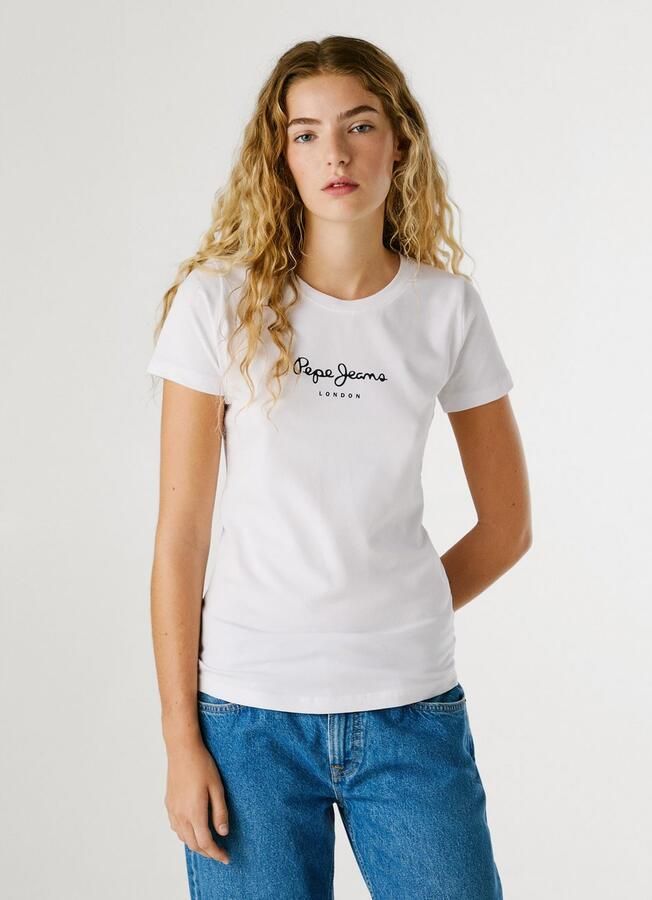 Pepe Jeans Witte Katoenen Logo Print T-Shirt White Dames - Foto 2