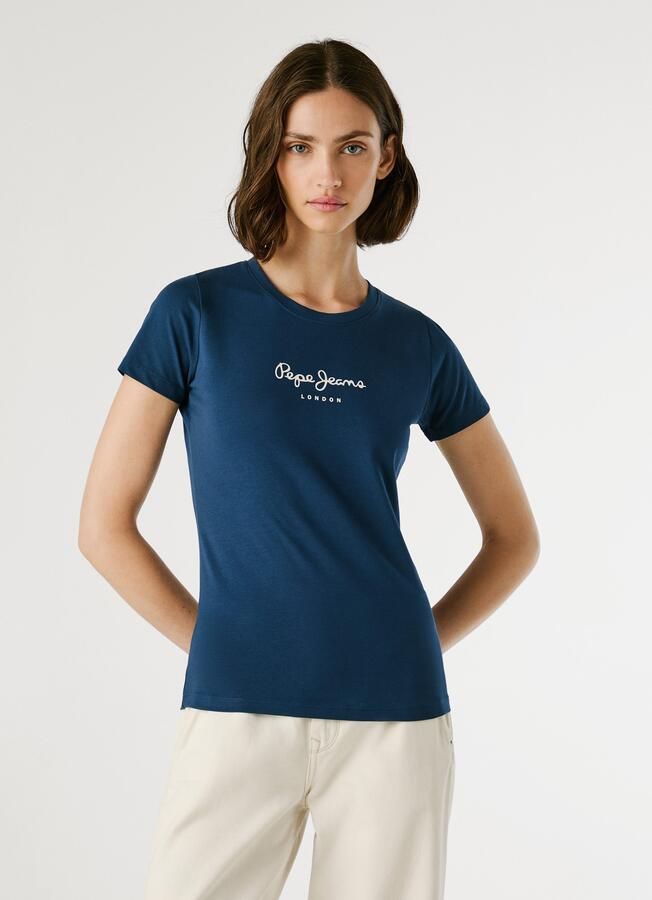 Pepe Jeans Blauw Katoen Bedrukt Logo T-Shirt Blue Dames - Foto 6