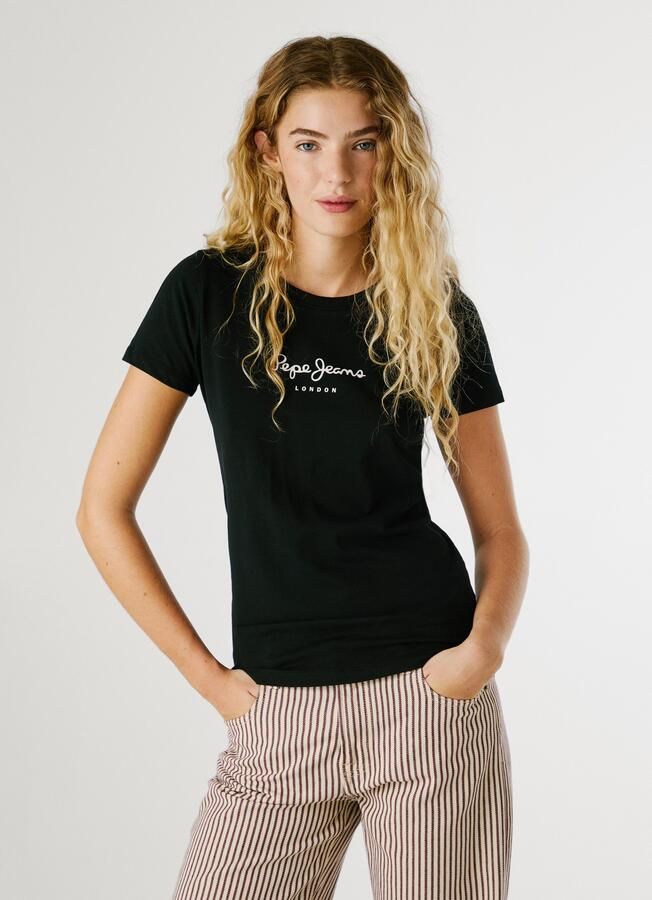Pepe Jeans Zwart T-shirt Korte Mouwen Ronde Hals Black Dames - Foto 2