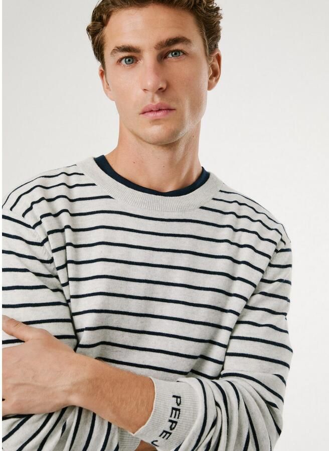 Pepe Jeans Trui met ronde hals ANDRE STRIPES met kasjmier-percentage gestreept - Foto 5