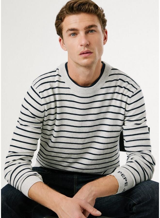 Pepe Jeans Trui met ronde hals ANDRE STRIPES met kasjmier-percentage gestreept