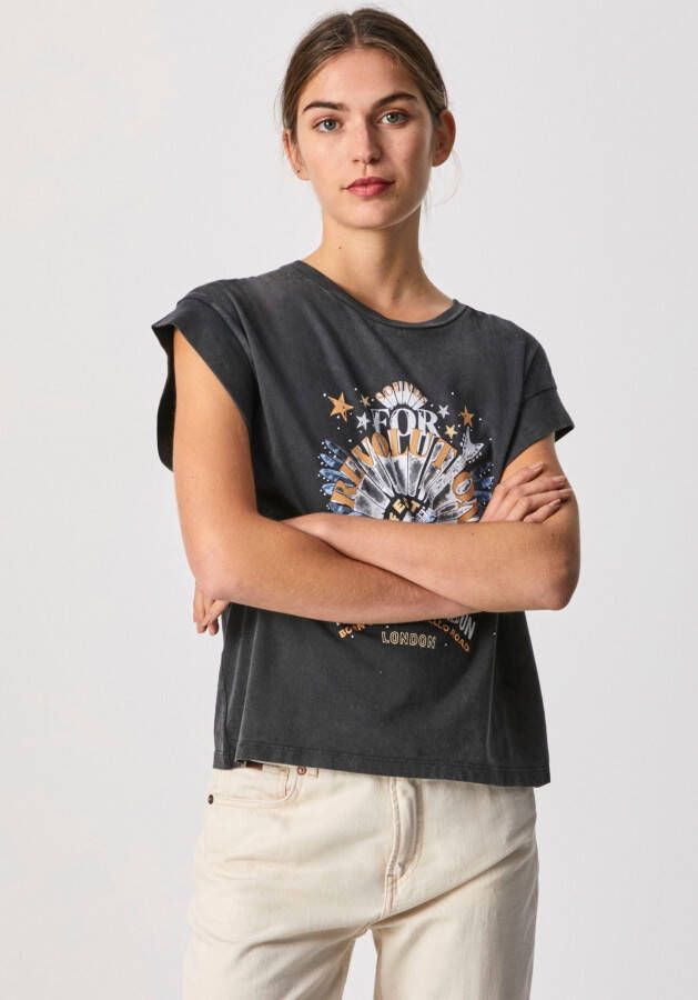 Pepe Jeans Shirt met korte mouwen CAROLINE met stoere frontprint en merkopschrift in een cool design