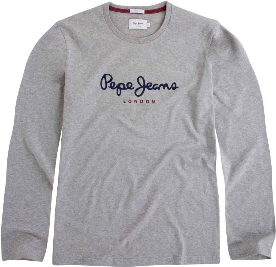 Pepe Jeans Katoenen T-shirt met korte mouwen en logoprint Gray Heren