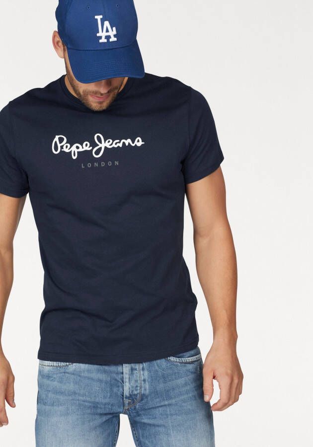 Pepe Jeans Casual Heren T-shirt Eggo Pm508208 Blue Heren