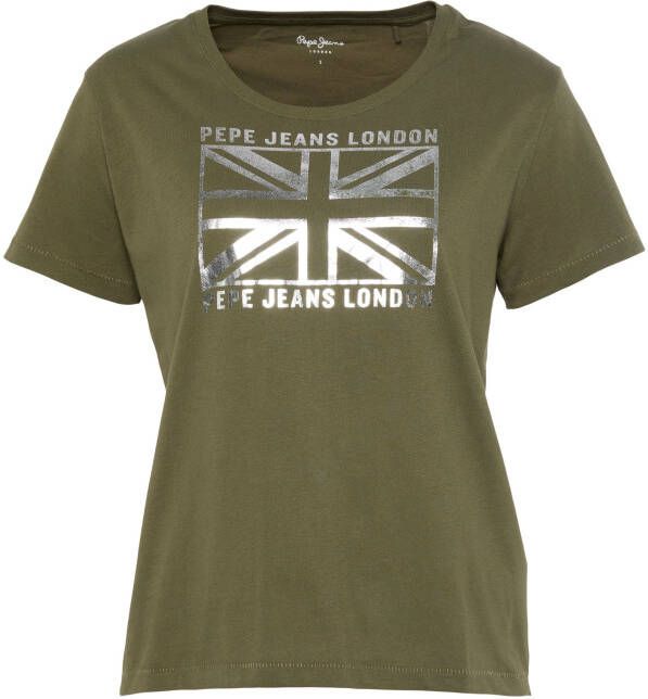 Pepe Jeans Shirt met ronde hals ZELDAS met metallic-logoprint