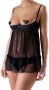 Petite fleur gold Negligé met bustier van fijn tule sexy lingerie verleidelijke onderkleding - Thumbnail 1