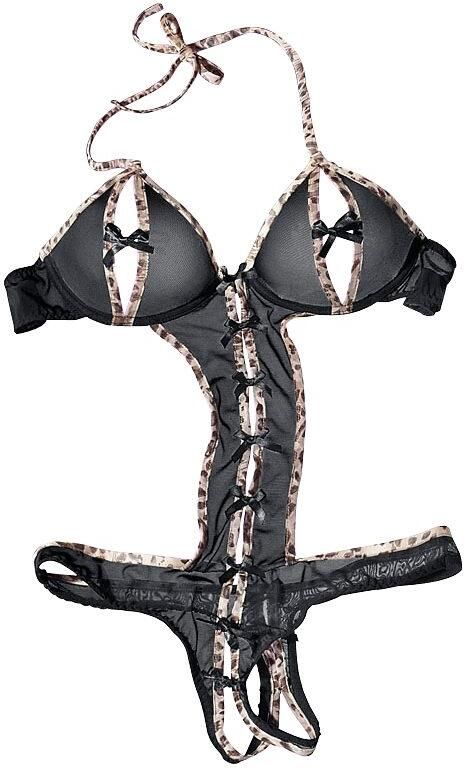 Petite fleur gold Body-ouvert met beugels gemaakt van licht transparant materiaal sexy lingerie sexy ondergoed