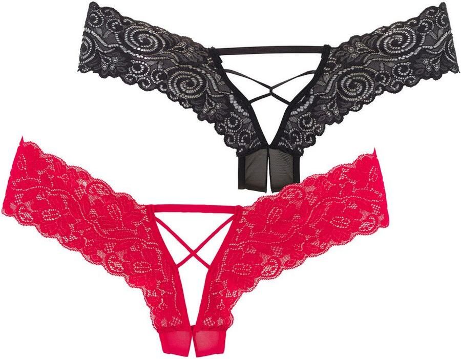 Petite fleur gold Hipster met open kruisje in voordelige dubbele verpakking met edele veters lingerie (Set van 2) - Foto 6