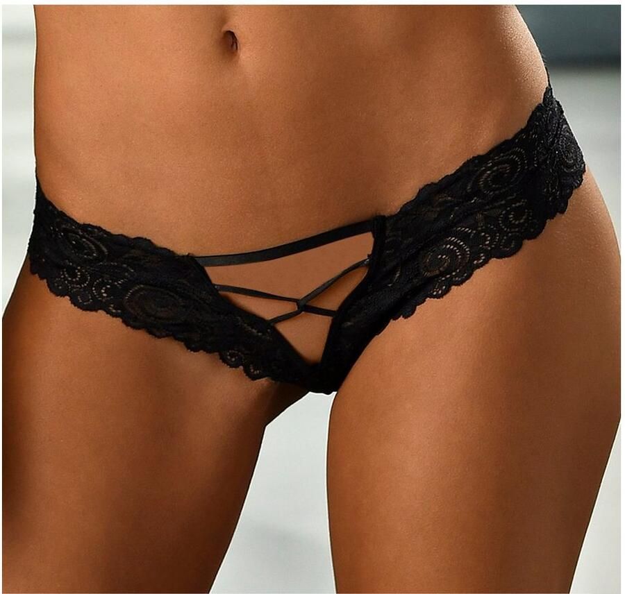 Petite fleur gold Hipster met open kruisje in voordelige dubbele verpakking met edele veters lingerie (Set van 2) - Foto 3