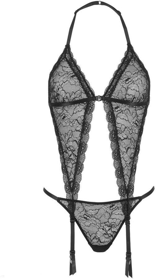 Petite fleur gold Set: lijfje van verleidelijk kant met jarretelgordel sexy lingerie sexy ondergoed (set Met string) - Foto 5