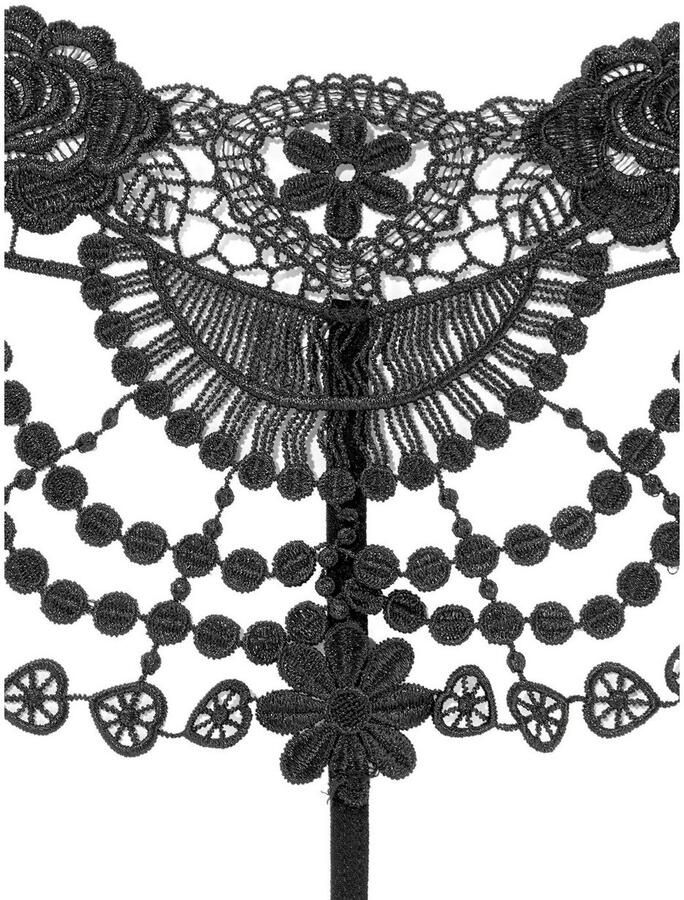 Petite fleur gold String-ouvert Dessous met chic guipure-borduursel