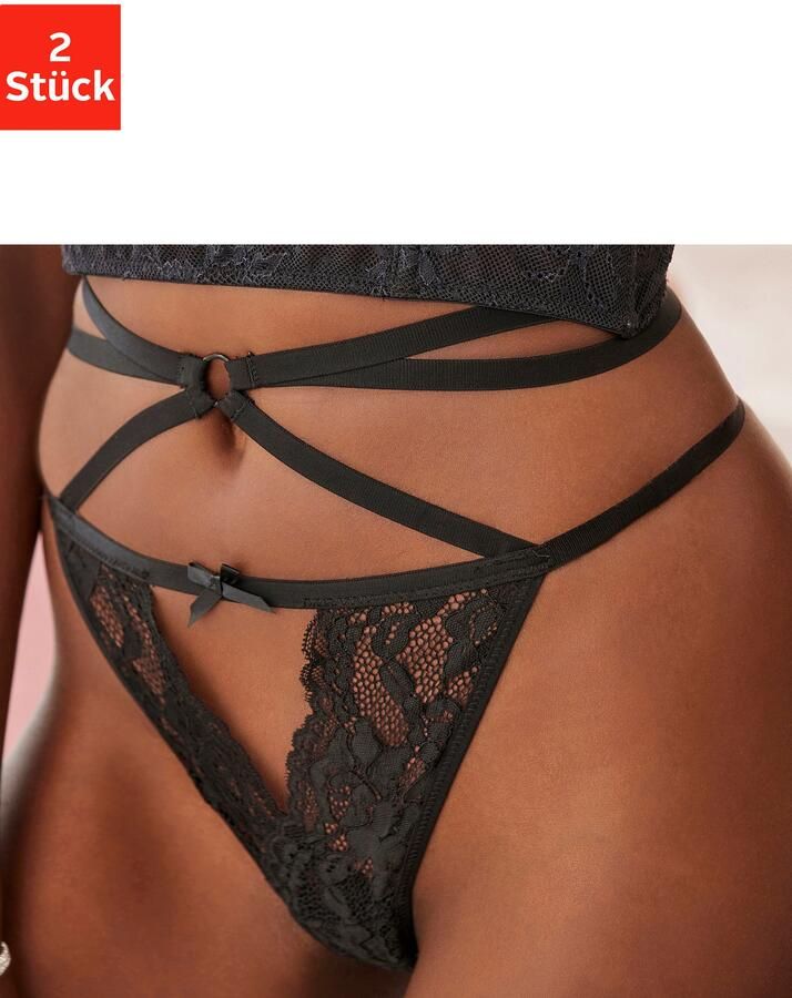 Petite fleur gold String-ouvert in sexy bandjes-look (2 stuks Set van 2) - Foto 2