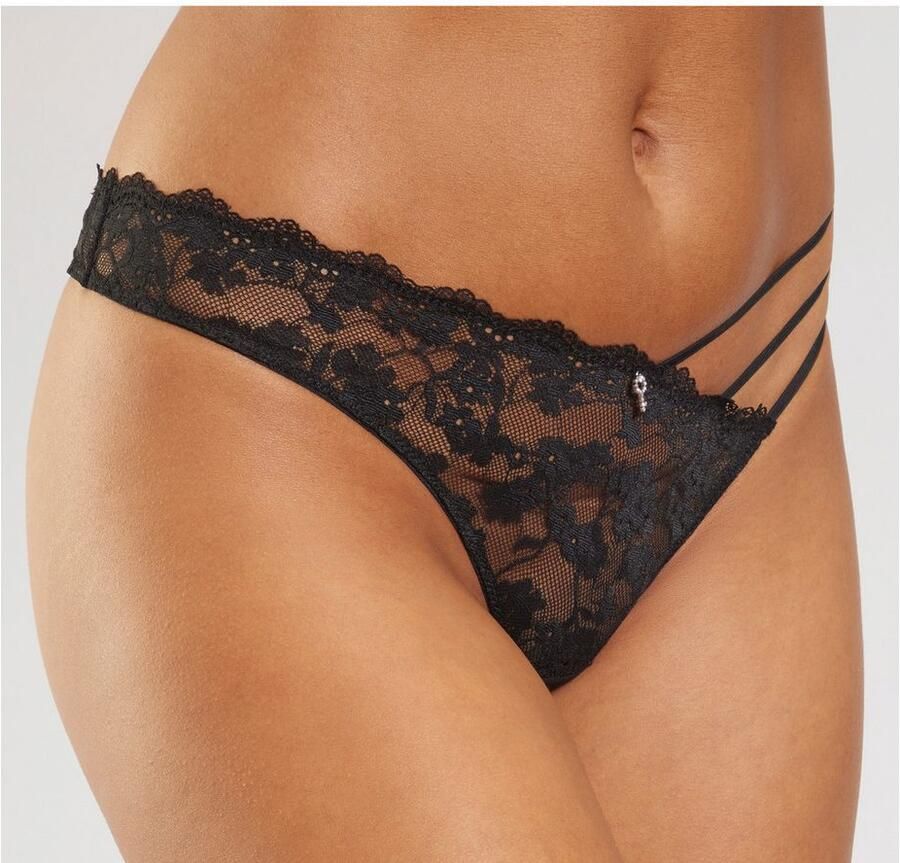 Petite fleur gold String-ouvert van filigraan kant met edele sierbanden lingerie