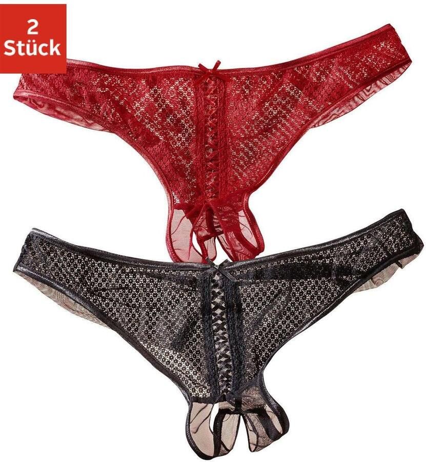 Petite fleur gold String-ouvert voor met sexy rijg-look (2 stuks)