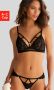 Petite fleur gold Set: bralette-bh van gebloemd licht transparant kant sexy lingerie sexy ondergoed (set 2-delig Met tanga) - Thumbnail 1