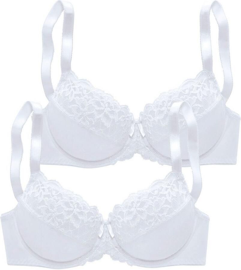 Petite fleur Beugel-bh met elastische kant dessous (Set van 2)