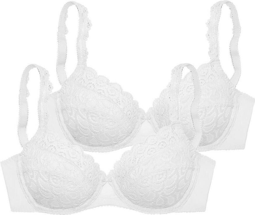 Petite fleur Beugel-bh van kant met decoratieve bandjes dessous (Set van 2)
