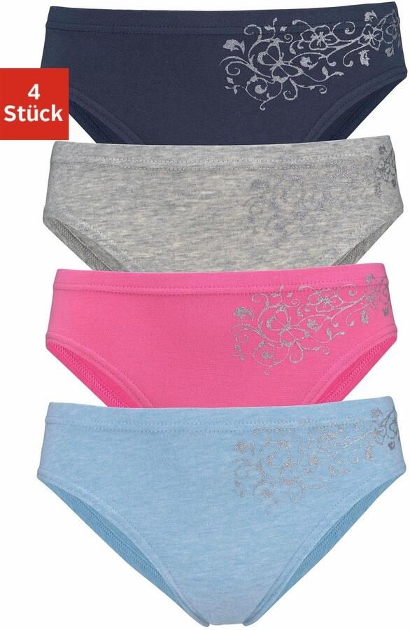 Petite fleur Bikinibroekje mooie basic voor elke dag met gebloemde glitterprint (set 4 stuks) - Foto 3