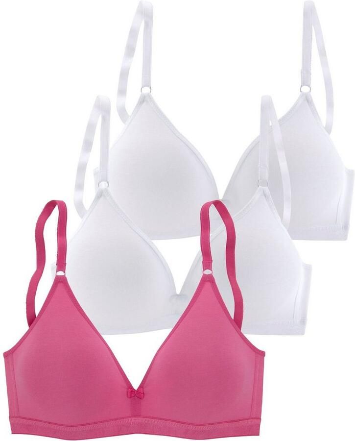 Petite fleur Bralette-bh zonder beugels in driehoeksvorm gemaakt van mooi katoen basic lingerie (Set van 3) - Foto 7