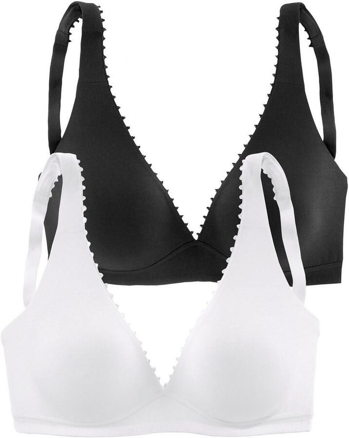 Petite fleur Bralette-bh zonder beugels in high-apex vorm met sierlijke randen basic lingerie (Set van 2)