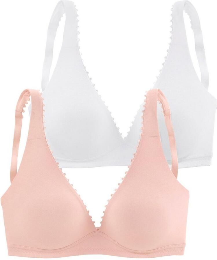 Petite fleur Bralette-bh zonder beugels in high-apex vorm met sierlijke randen basic lingerie (Set van 2) - Foto 4