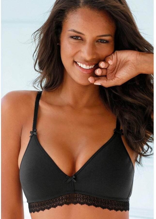 Petite fleur Bralette-bh zonder beugels met kanten band gemaakt van zacht katoen basic lingerie (Set van 2) - Foto 2