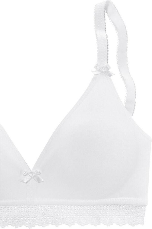 Petite fleur Bralette-bh zonder beugels met kanten band gemaakt van zacht katoen basic lingerie (Set van 2)