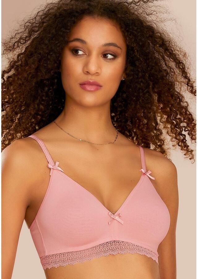 Petite fleur Bralette-bh zonder beugels met kanten band gemaakt van zacht katoen basic lingerie (Set van 2)