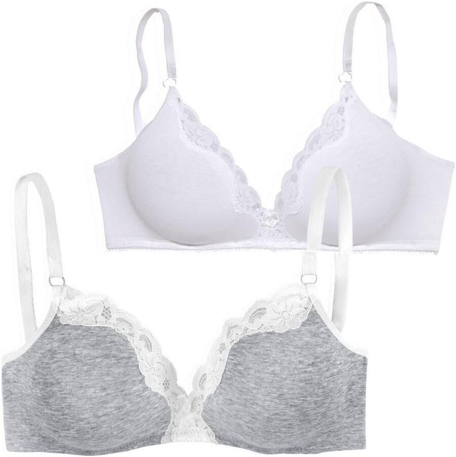 Petite fleur Bralette-bh zonder beugels van katoen met kant (Set van 2) - Foto 8