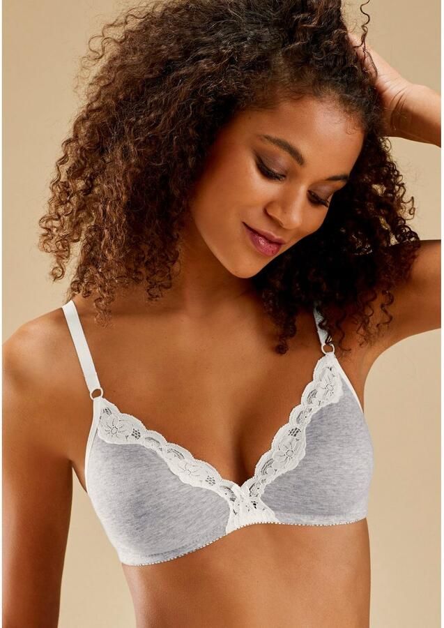 Petite fleur Bralette-bh zonder beugels van katoen met kant (Set van 2) - Foto 4