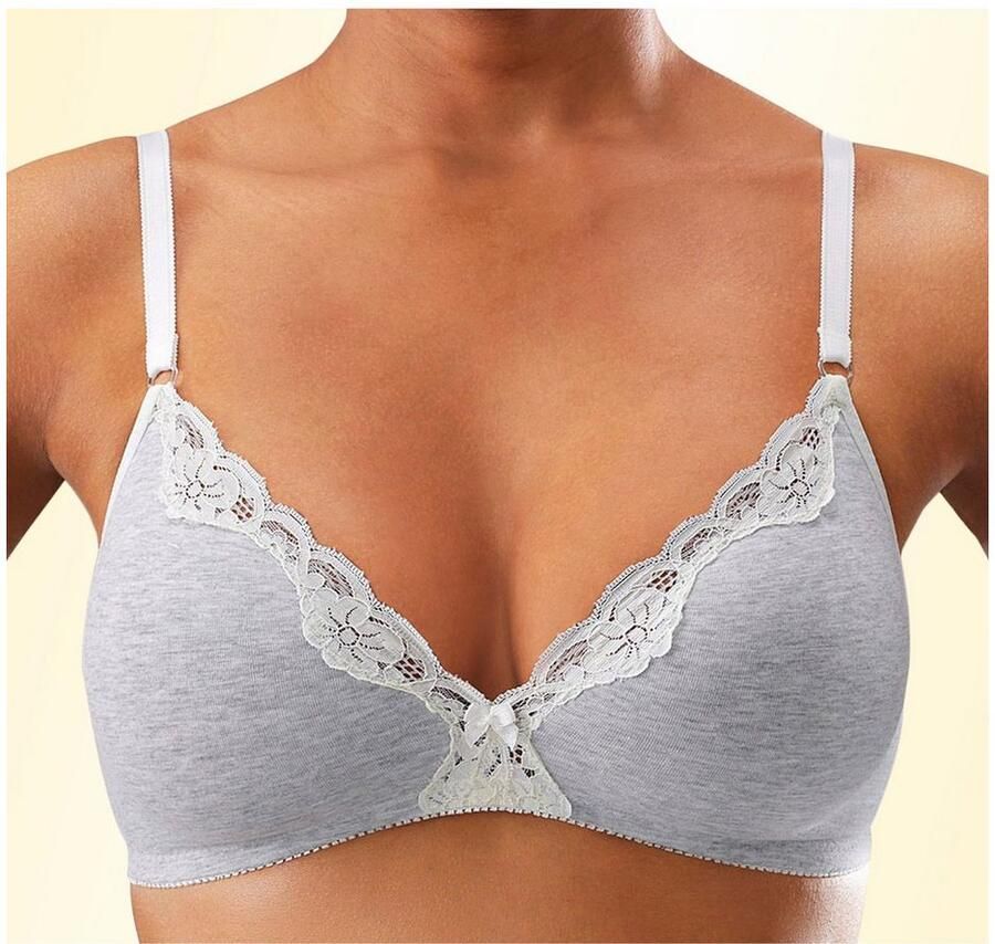 Petite fleur Bralette-bh zonder beugels van katoen met kant (Set van 2)