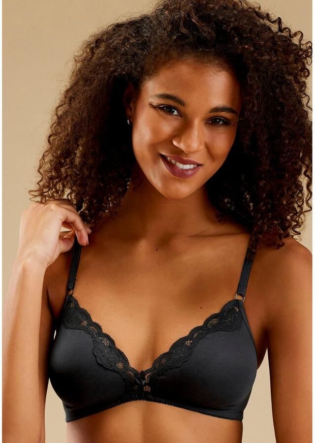 Petite fleur Bralette-bh zonder beugels van katoen met kant (Set van 2)