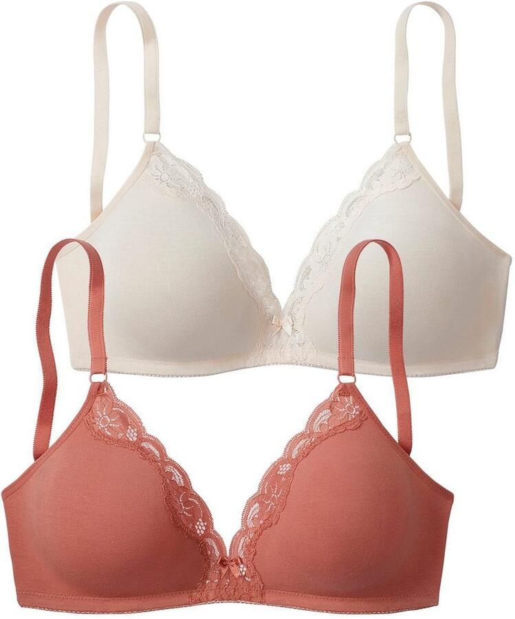 Petite fleur Bralette-bh zonder beugels van katoen met kant (Set van 2) - Foto 5