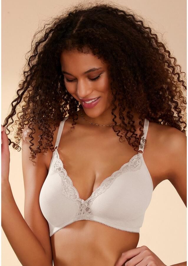 Petite fleur Bralette-bh zonder beugels van katoen met kant (Set van 2) - Foto 2