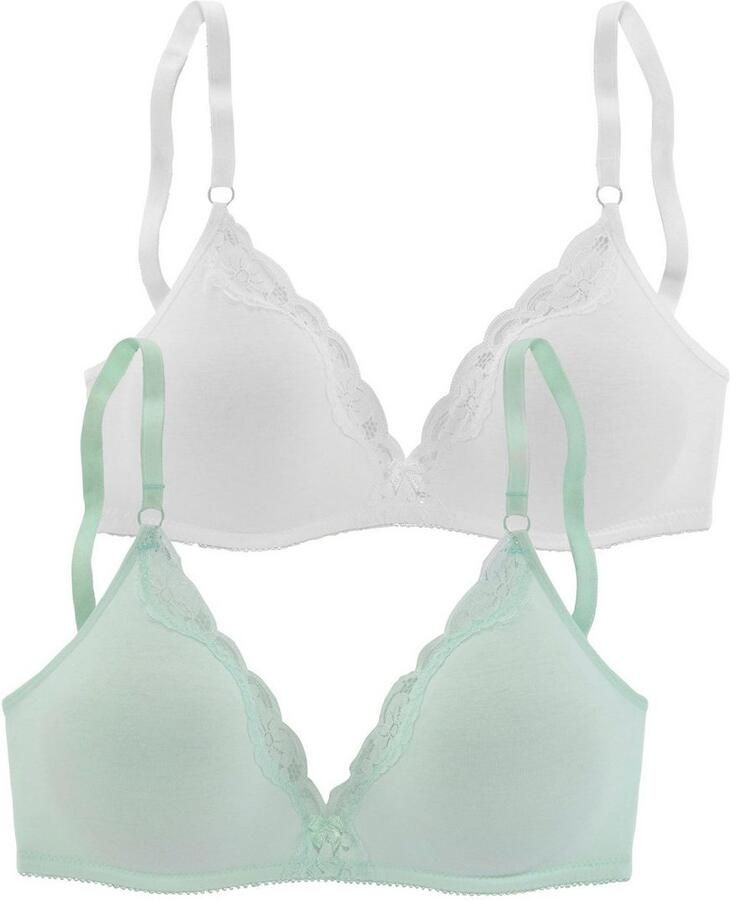 Petite fleur Bralette-bh zonder beugels van katoen met kant (Set van 2) - Foto 3