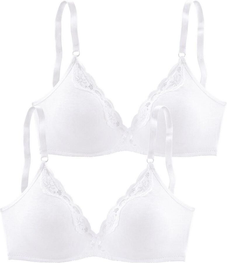 Petite fleur Bralette-bh zonder beugels van katoen met kant (Set van 2) - Foto 2