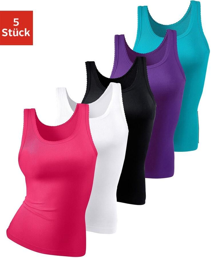 Petite fleur Hemd van zachte dubbelrib-kwaliteit tanktop onderhemd (Set van 5) - Foto 2