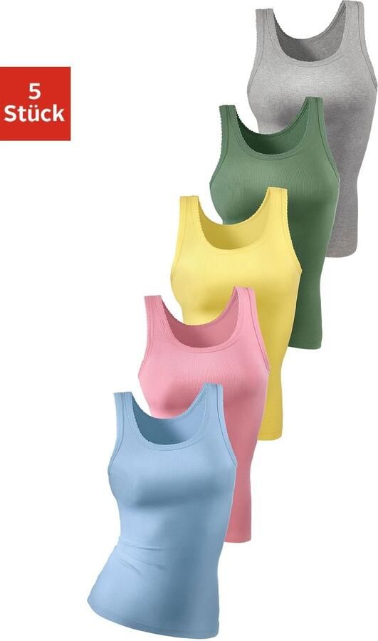 Petite fleur Hemd van zachte dubbelrib-kwaliteit tanktop onderhemd (Set van 5) - Foto 3