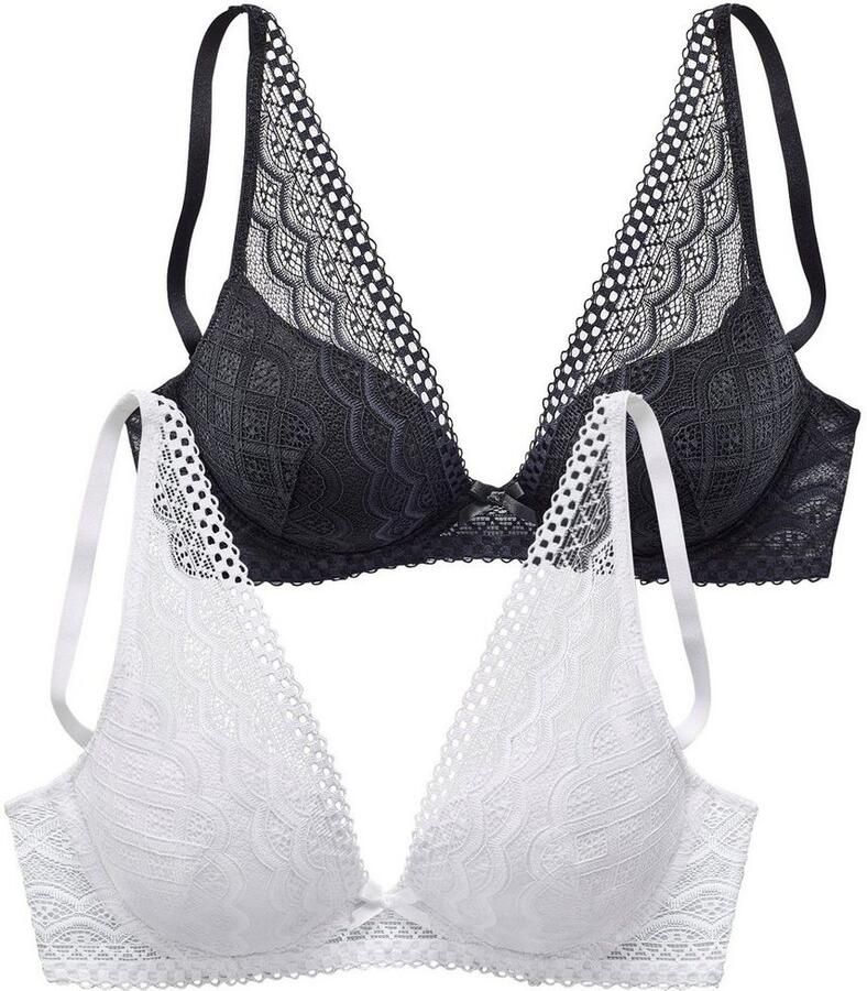 Petite fleur Push-up-bh in een modieuze high apex pasvorm (Set van 2) - Foto 3