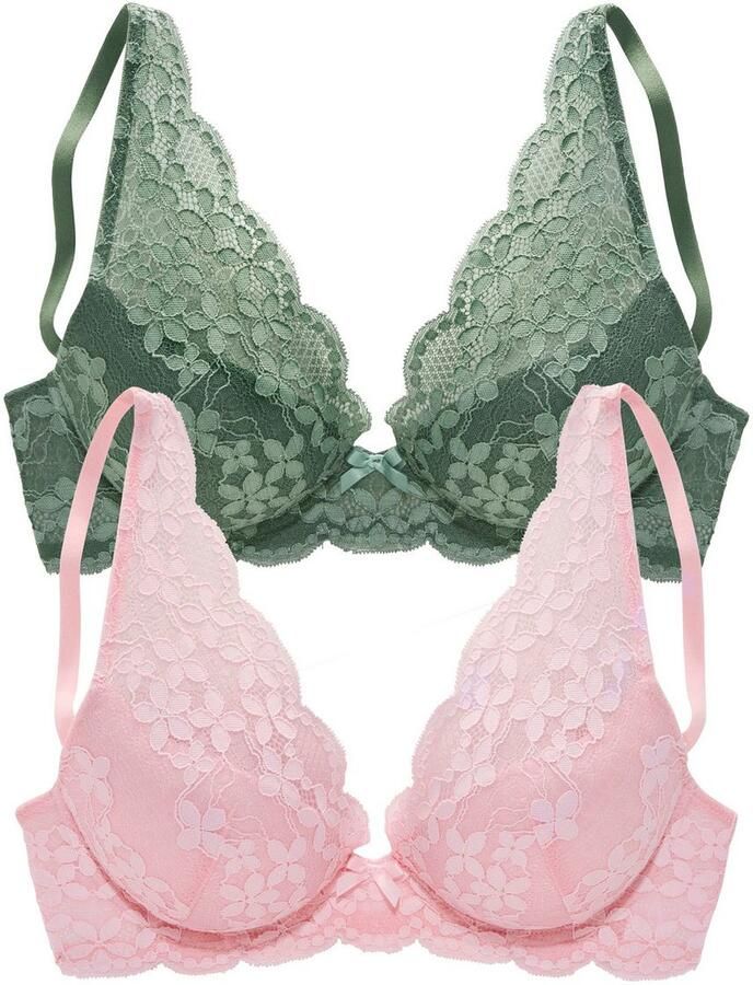 Petite fleur Push-up-bh in high apex-belijning dessous (Set van 2) - Foto 4