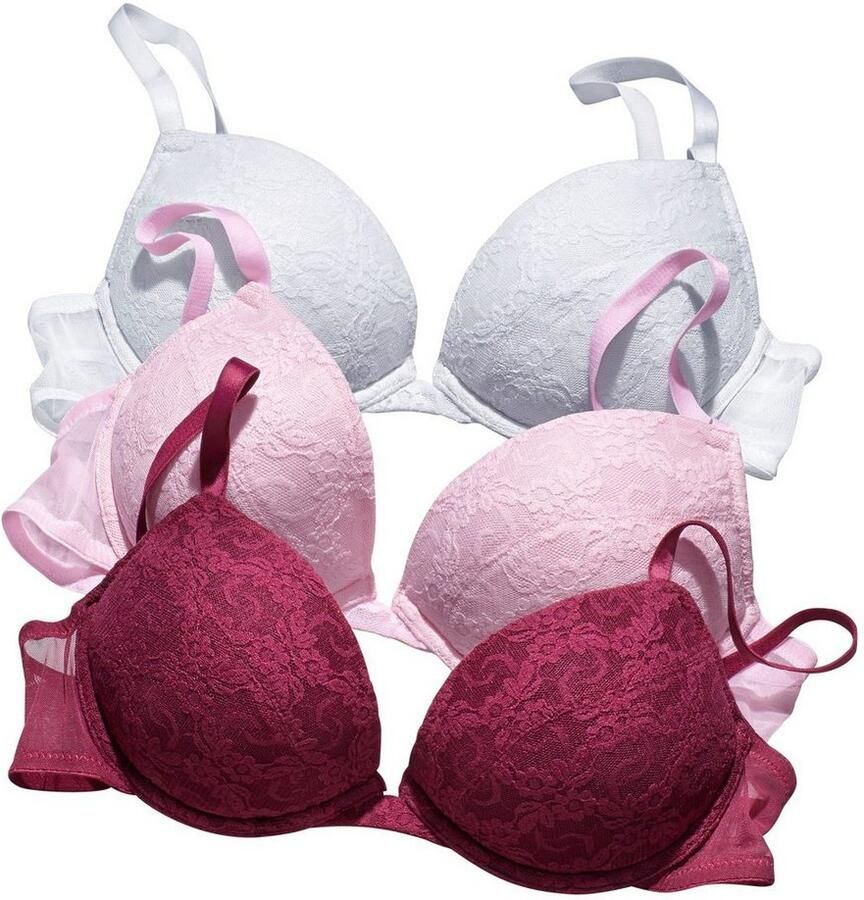 Petite fleur Push-up-bh met beugel en uitneembare vullingen dessous (Set van 3) - Foto 7