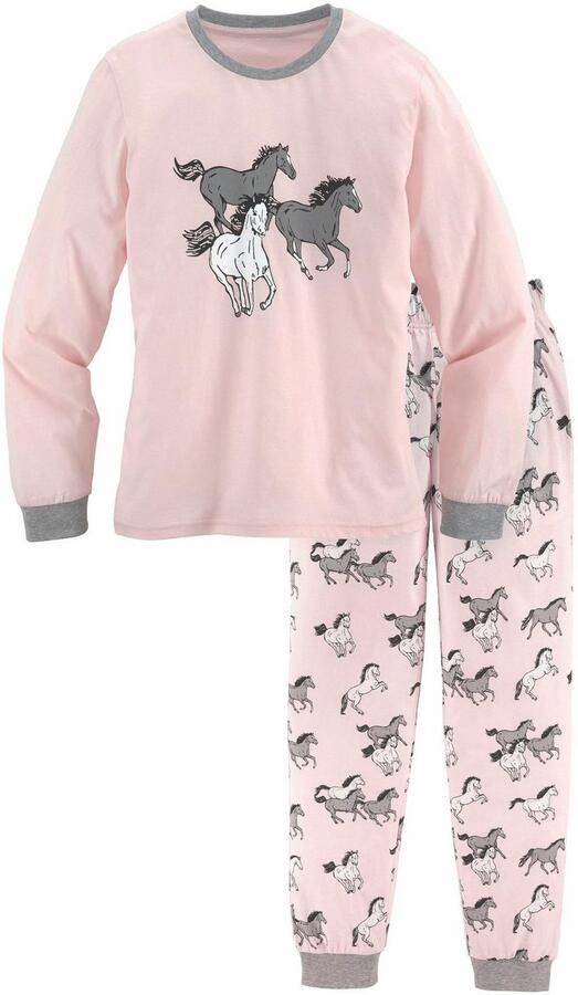 Petite fleur Pyjama in lange vorm met paardenprint (2-delig 1 stuk) - Foto 4