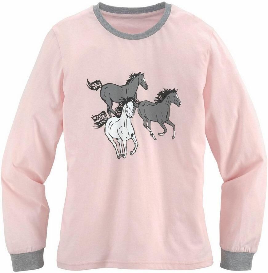 Petite fleur Pyjama in lange vorm met paardenprint (2-delig 1 stuk)