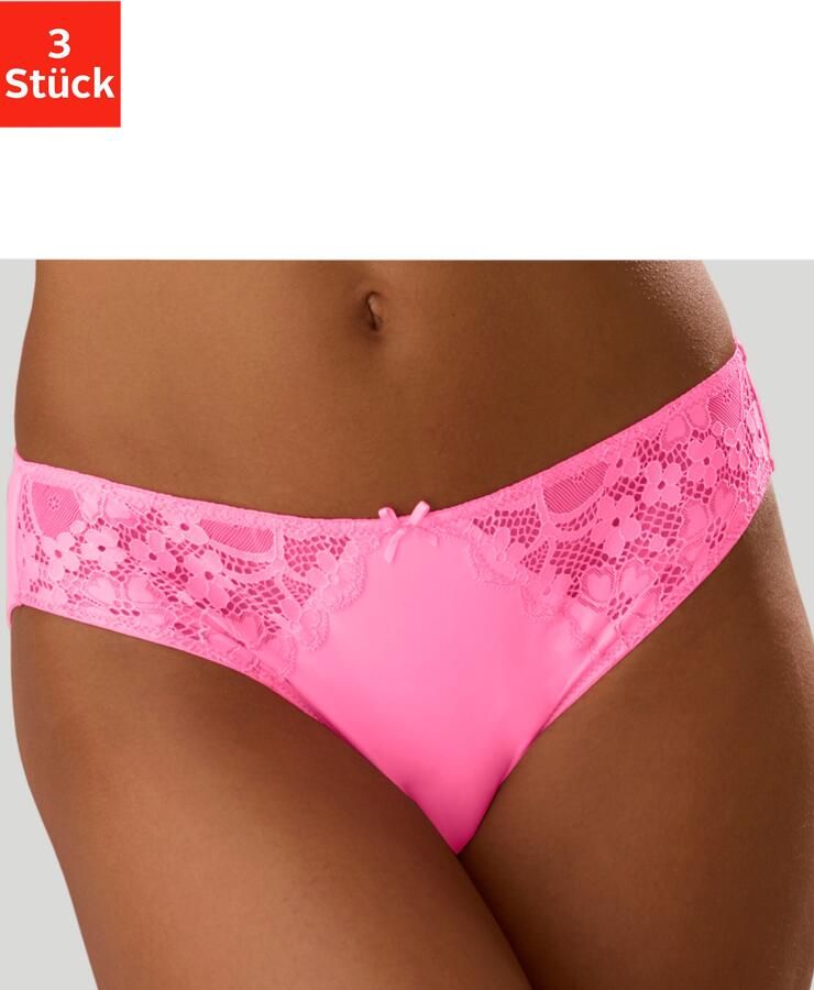 Petite fleur Slip met iets transparante jacquard-kant aan beide kanten opzij (3 stuks) - Foto 6