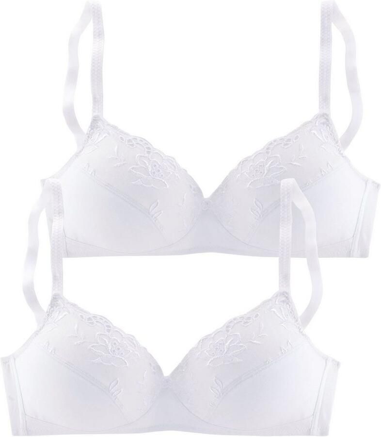 Petite fleur Soft-bh zonder beugels met mooi katoenen borduursel (Set van 2) - Foto 2