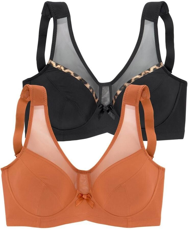 Petite fleur Steun-bh zonder beugel met modieuze transparante mesh-inzet (Set van 2) - Foto 4