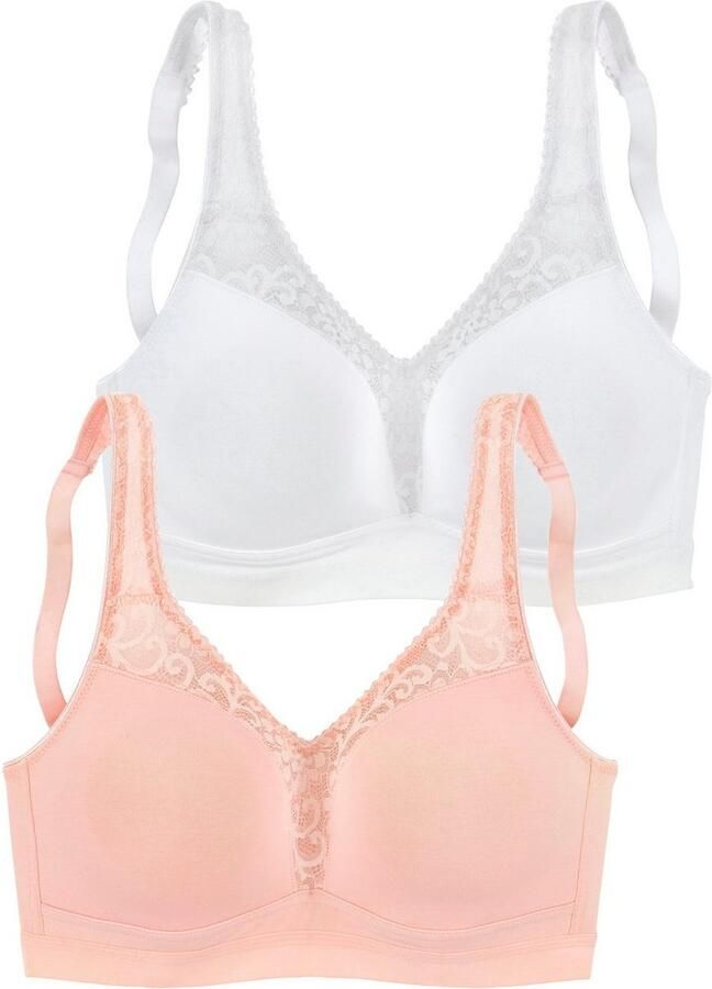 Petite fleur Steun-bh zonder beugel met vrouwelijke kant in een set van twee (Set van 2)