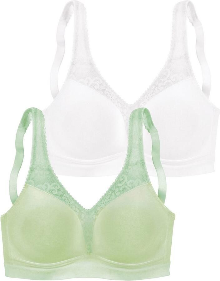 Petite fleur Steun-bh zonder beugel met vrouwelijke kant in een set van twee (Set van 2) - Foto 6