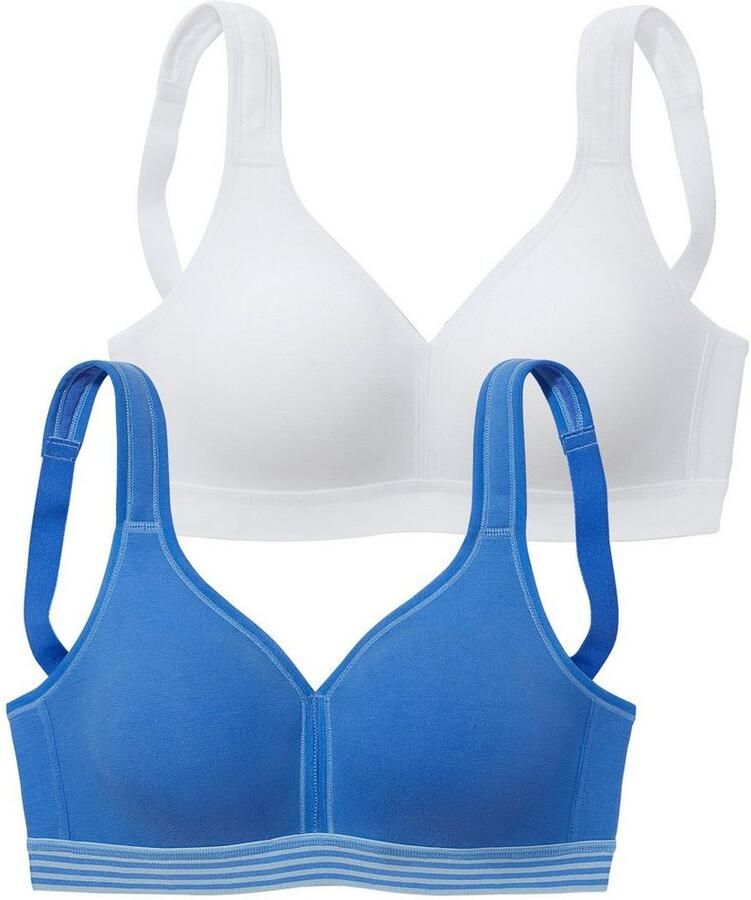 Petite fleur Steun-bh zonder beugels met band onder de buste in gestreepte look (Set van 2) - Foto 3